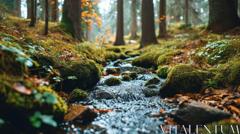 AI ART Tranquil Forest Stream Photography