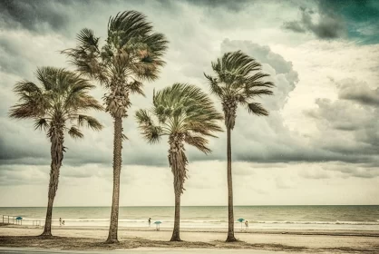 Vintage Palm Trees on Beach under Stormy Sky - Atmospheric Urbanscapes