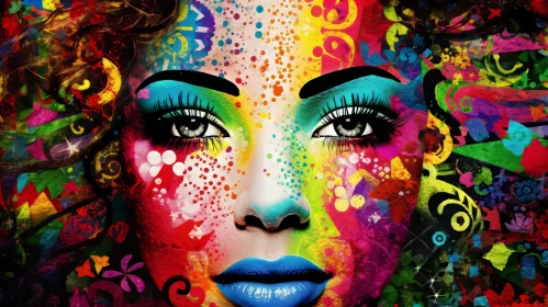 Colorful Woman Portrait in Pop Art Style