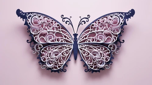 Paper Cut Butterfly 3D Rendering on Pink Background