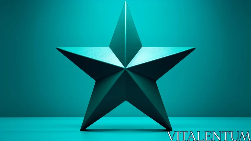 Turquoise Star on Background - 3D Illustration AI Image