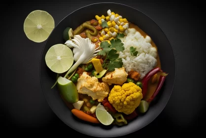 Delicious Coconut Curry with Vegetables and Lime | Traditional Meal