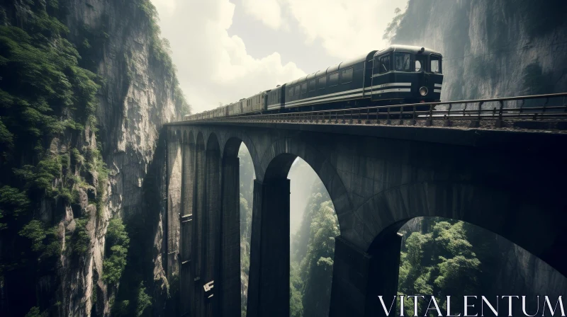 Impressive Train Crossing Tall Bridge AI Image