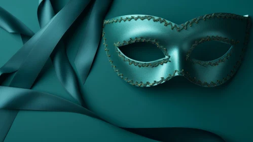 Intricate Venetian Carnival Mask in Dark Teal