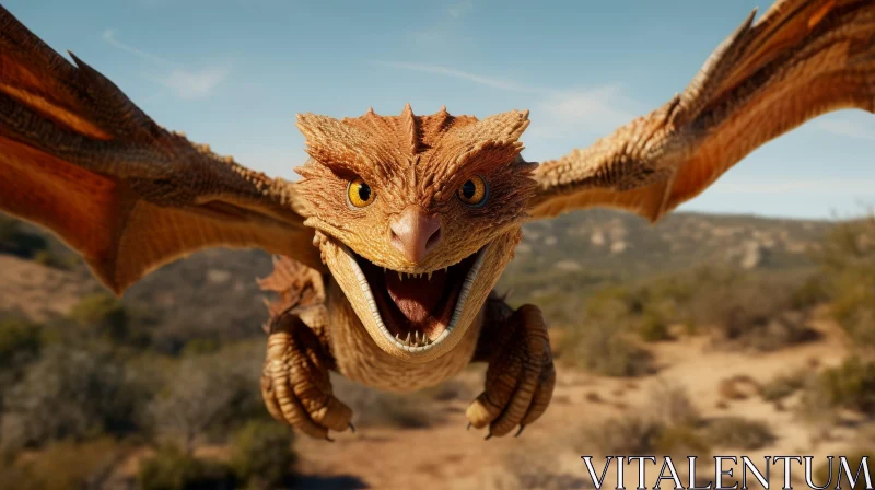 Majestic Dragon Flight Over Desert | 3D Fantasy Art AI Image