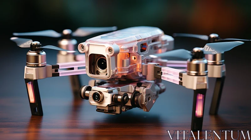 Modern Transparent Drone with Propellers and Camera AI Image