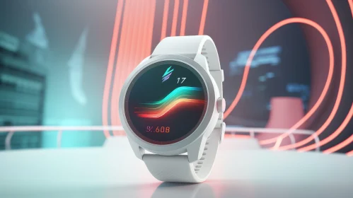 Smartwatch 3D Rendering with Digital Display