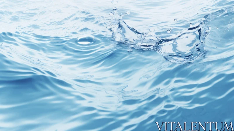 Blue Water Ripple Splash - Close-up Image AI Image