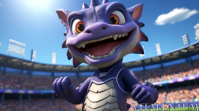 Cartoon Dragon Mascot 3D Rendering for Sports Team AI Image