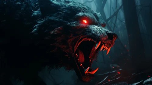 Dark Forest Wolf Digital Painting