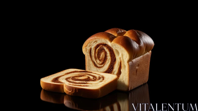 Delicious Spiral Patterned Loaf of Bread on Black Background AI Image