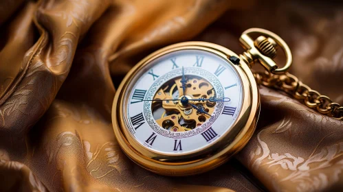 Luxurious Vintage Gold Pocket Watch with Roman Numerals