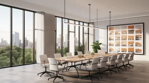 Modern Office Conference Room with City View