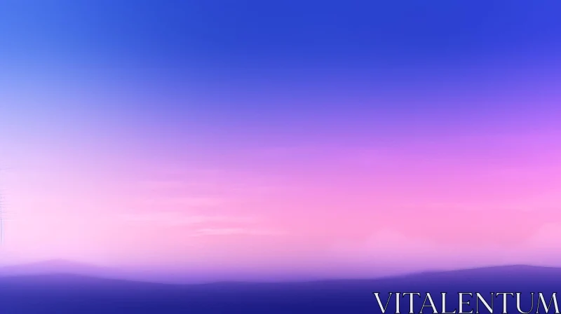 AI ART Mountain Sunset Silhouette - Purple Sky Landscape