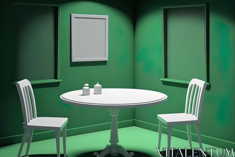 Realistic Room with Green Walls and White Chairs | Maya Render AI Image