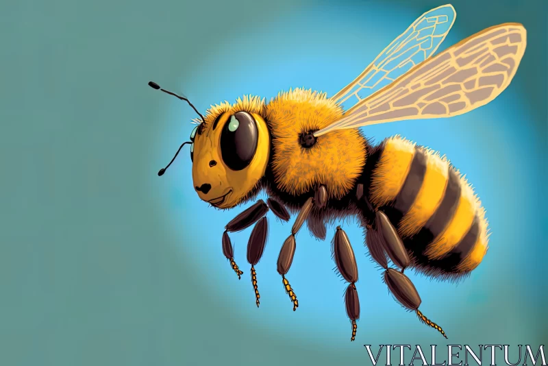 Captivating Cartoon Bee Flying Illustration | Realistic Animal Portraits AI Image