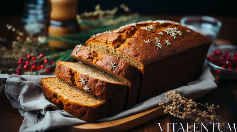 Delicious Gingerbread Loaf Cake Photography AI Image