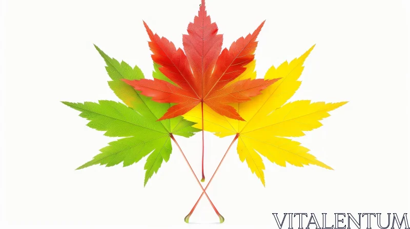 AI ART Japanese Maple Leaves Trio in Vibrant Colors