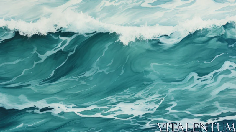 AI ART Ocean Waves Abstract Painting | Tranquil Waters Artwork