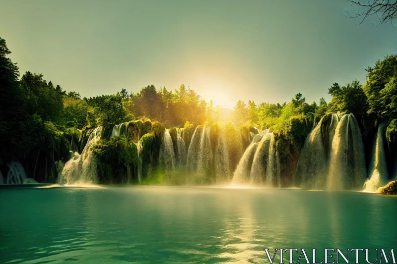 Plitvice Waterfalls: A Breathtaking Natural Wonder AI Image