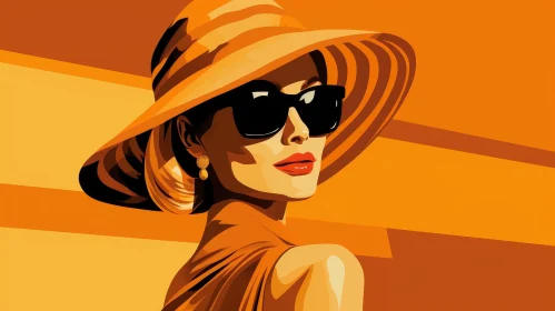 Stylish Woman Illustration with Hat and Sunglasses