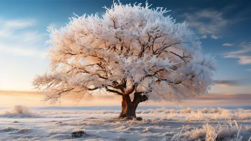 Winter Tree in Snow-Covered Field