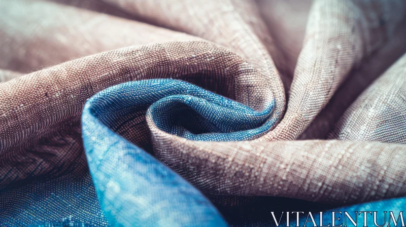 AI ART Blue and Brown Fabric Spiral Close-Up