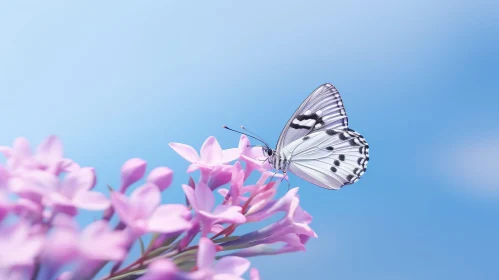 Delicate Butterfly on Pink Flowers