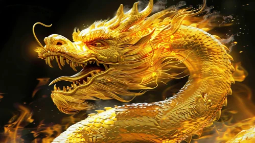 Golden Dragon 3D Rendering - Chinese Style