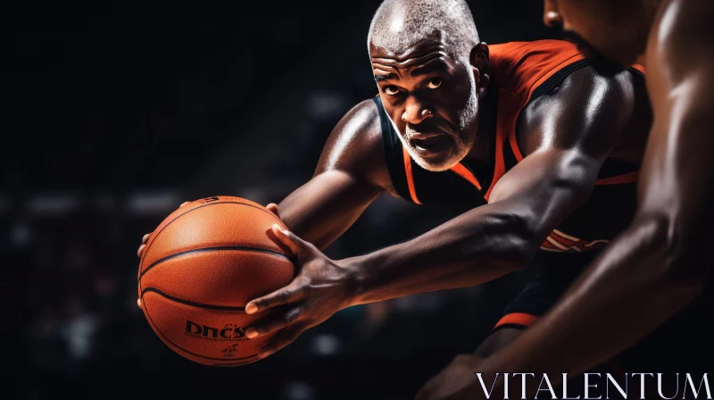 Intense Basketball Player in Action AI Image