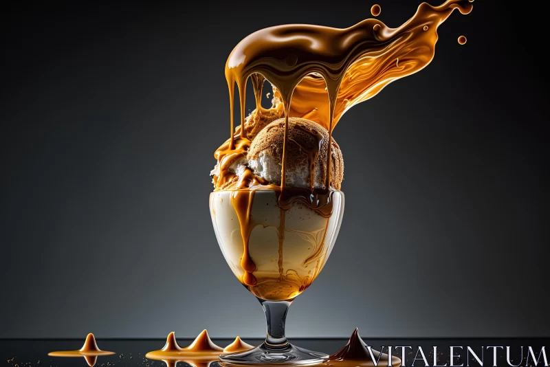 Melting Sundae with Caramel and Sugar | Dramatic Forms AI Image