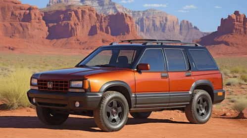 Orange SUV in Desert: Rustic Americana with Contemporary Twist