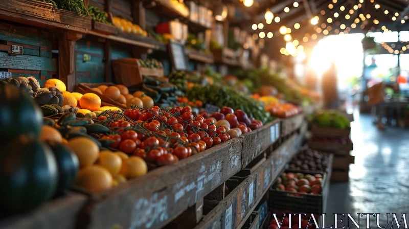 AI ART Rustic Farmer's Market - Fresh Fruits & Vegetables
