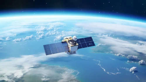 Satellite Orbiting Earth for Data Collection and Mapping