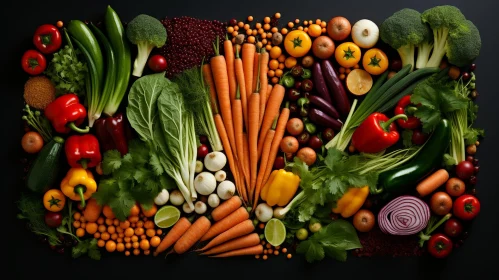 Colorful Fresh Vegetables on Black Background