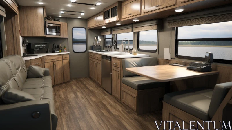 Contemporary RV Interior | Cozy Living Space & Fully Equipped Kitchen AI Image