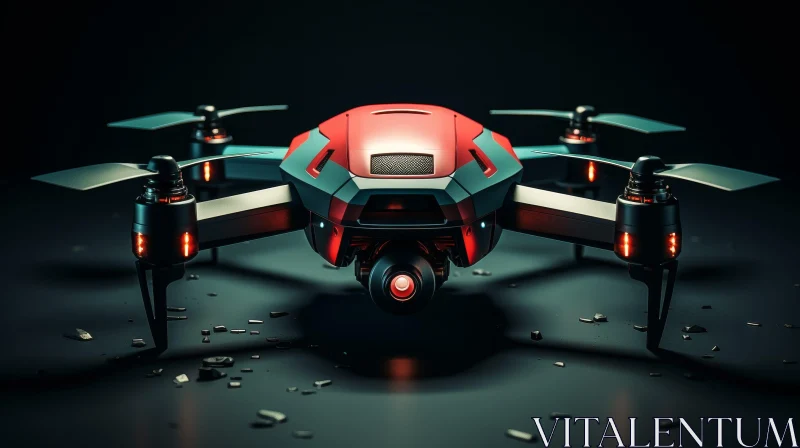 Futuristic Drone 3D Rendering in Dark Space AI Image