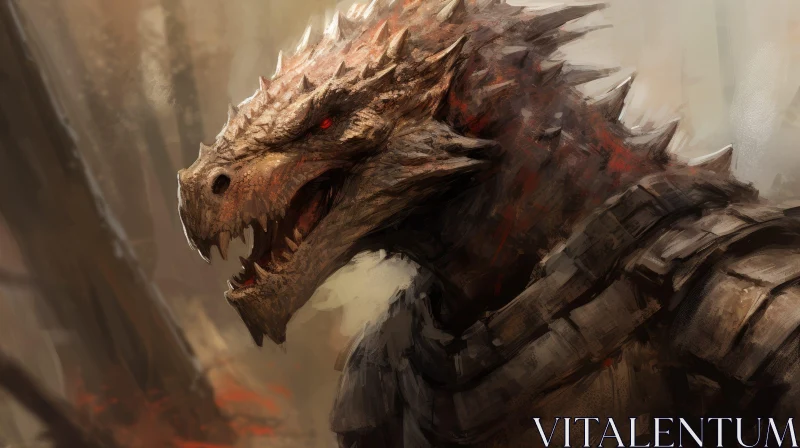 Majestic Dragon in Armor - Fantasy Digital Painting AI Image