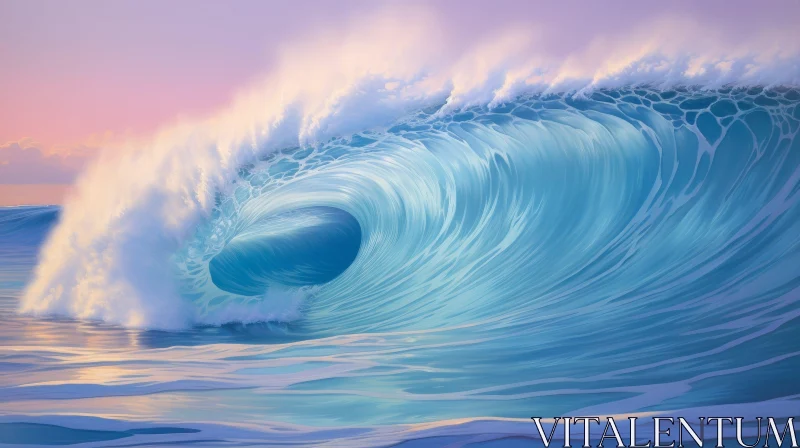 Majestic Wave Crashing on Colorful Shore AI Image