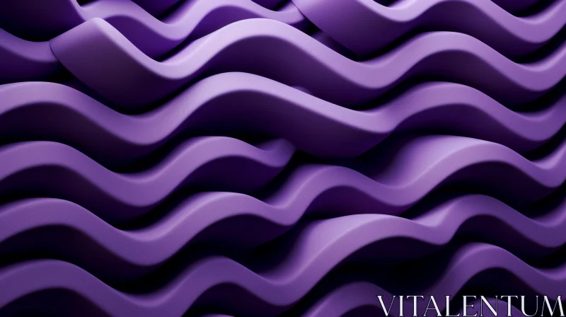 AI ART Purple Abstract 3D Rendering with Wavy Shapes