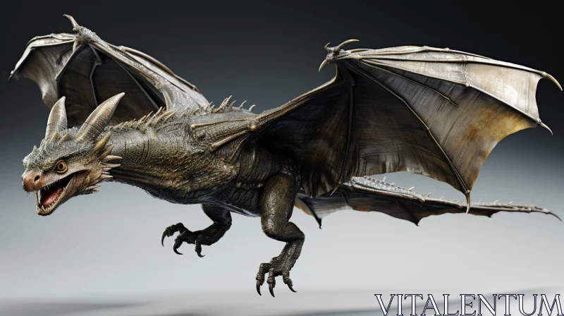 AI ART Brown Dragon 3D Rendering - Fantasy Winged Creature