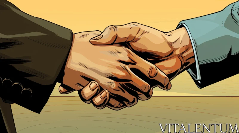 AI ART Business Handshake Illustration