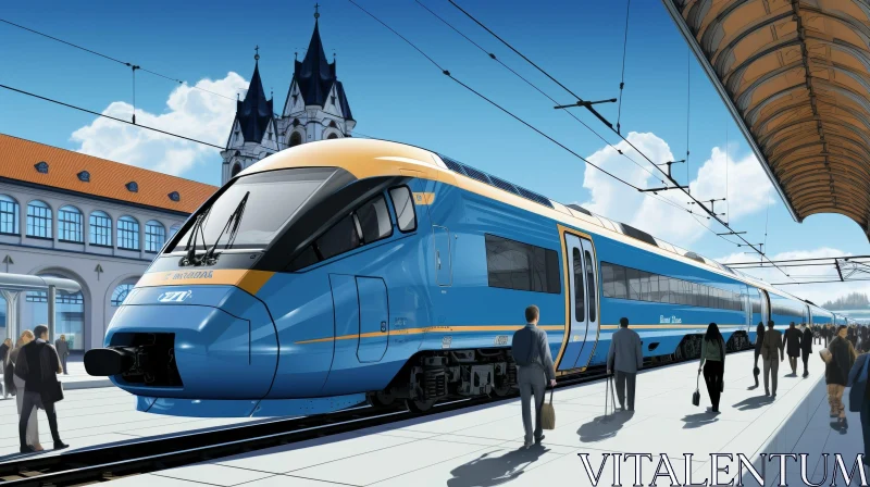 AI ART Modern High-Speed Train at Station