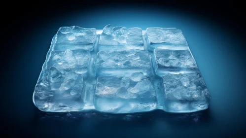 Serene Ice Cubes on Blue Surface