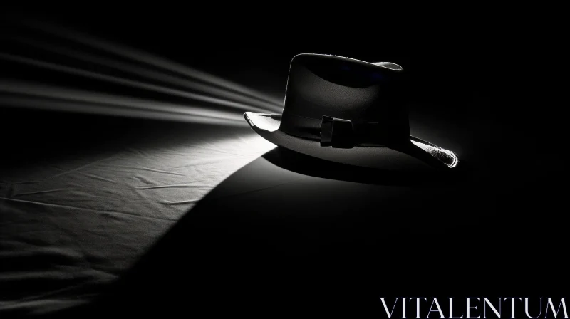 Stylish Black Fedora Hat on White Silk AI Image