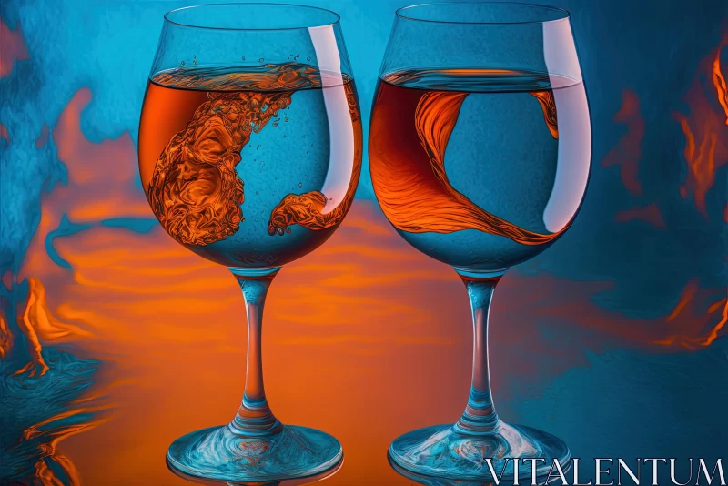 Surreal Wine Glasses: Captivating Juxtaposition of Colors AI Image