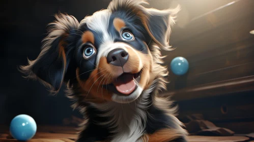 Adorable Australian Shepherd Puppy with Blue Eyes
