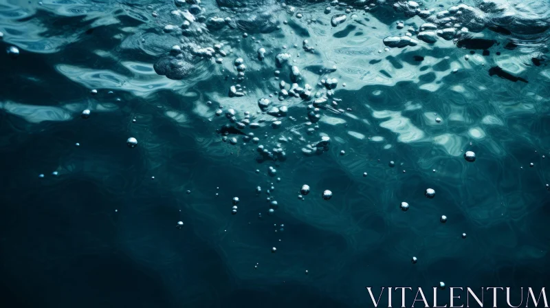 Blue Water Surface with Bubbles - Captivating Water Photography AI Image