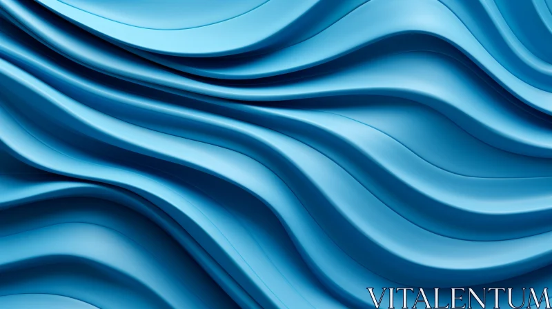 Blue Wavy Shapes Abstract Background AI Image