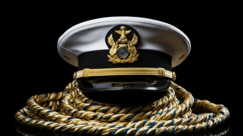 Elegant Naval Cap with Gold Eagle Emblem